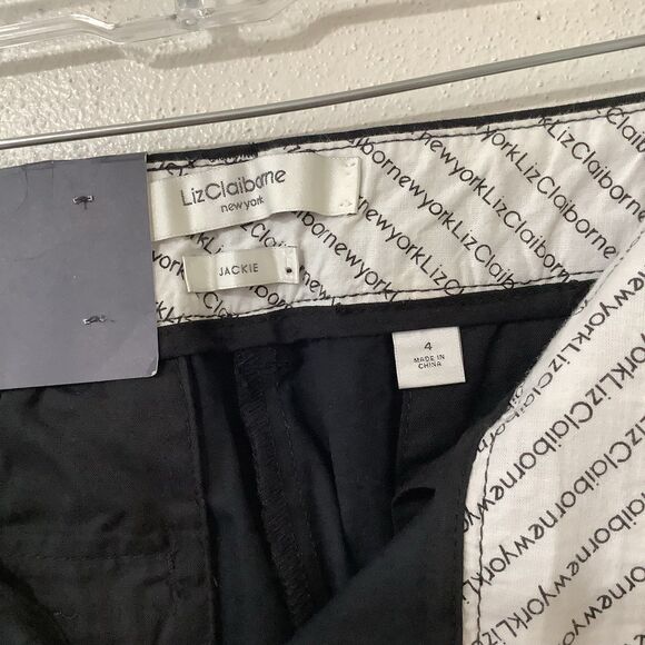 NWT Liz Claiborne Jackie Stretch Straight Leg Black Casual Pants 4 - Picture 7 of 10